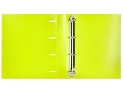 Classeur liderpapel 4 anneaux 40mm a4 polypropylene dos 55mm porte-cartes de visite coloris jaune fluo