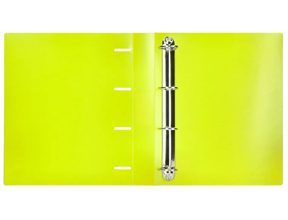 Classeur liderpapel 4 anneaux 40mm a4 polypropylene dos 55mm porte-cartes de visite coloris jaune fluo