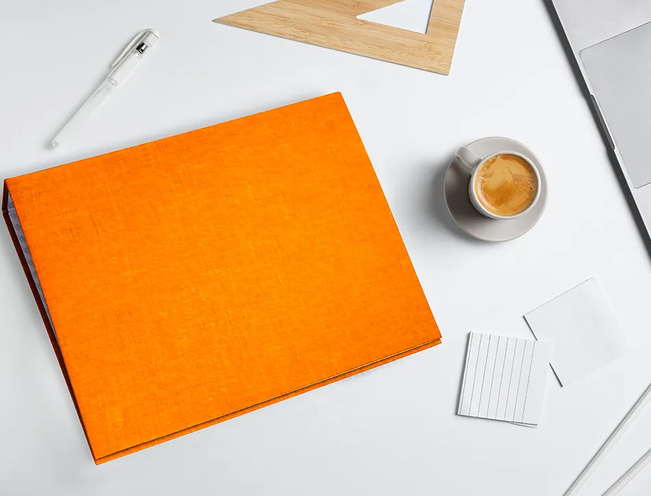 Classeur liderpapel 4 anneaux ronds 25mm a4+ carton rembordé paper coat coloris orange