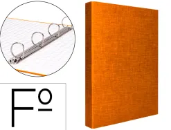 Classeur liderpapel 4 anneaux ronds 25mm a4+ carton rembordé paper coat coloris orange