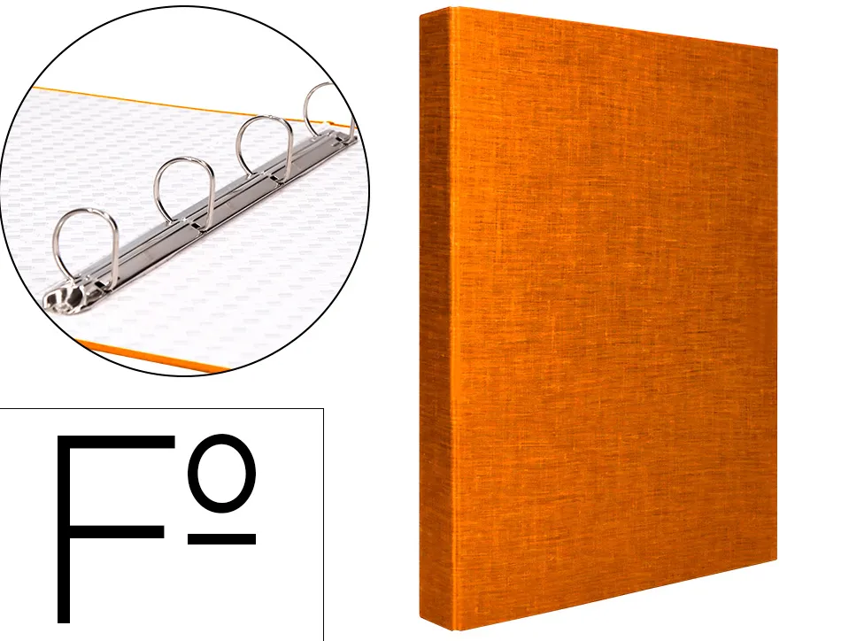 Classeur liderpapel 4 anneaux ronds 25mm a4+ carton rembordé paper coat coloris orange