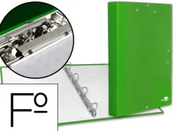 Classeur liderpapel 4 anneaux ronds 25mm a4+ carton rembordé paper coat miniclip et rabats coloris vert