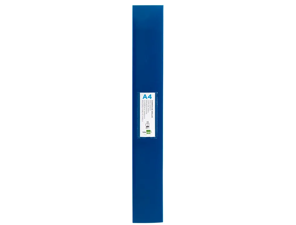 Classeur liderpapel 4 anneaux 25mm a4 260x315mm polypropylène dos 40mm porte-cartes visite coloris bleu translucide