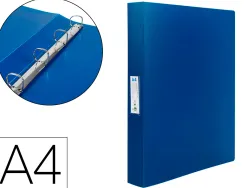 Classeur liderpapel 4 anneaux 25mm a4 260x315mm polypropylène dos 40mm porte-cartes visite coloris bleu translucide