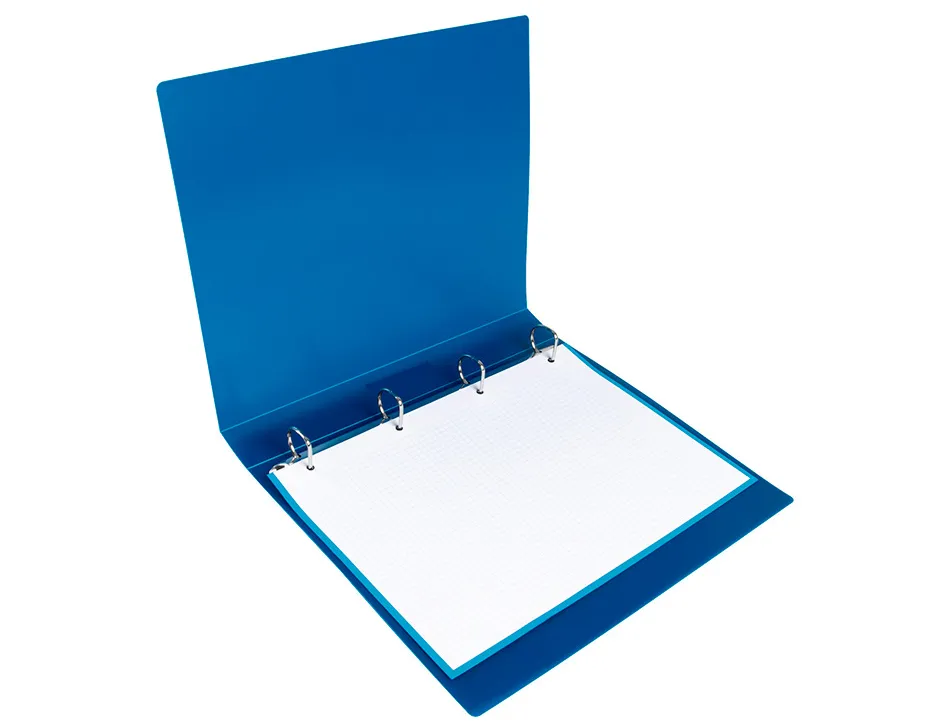 Classeur liderpapel 4 anneaux 25mm a4 260x315mm polypropylène dos 40mm porte-cartes visite coloris bleu translucide