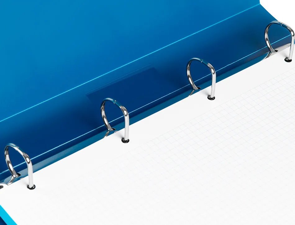 Classeur liderpapel 4 anneaux 25mm a4 260x315mm polypropylène dos 40mm porte-cartes visite coloris bleu translucide