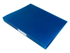 Classeur liderpapel 4 anneaux 25mm a4 260x315mm polypropylène dos 40mm porte-cartes visite coloris bleu translucide