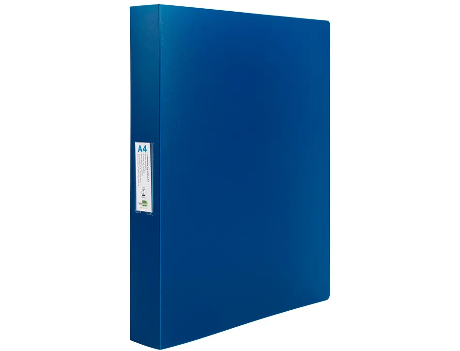 Classeur liderpapel 4 anneaux 25mm a4 260x315mm polypropylène dos 40mm porte-cartes visite coloris bleu translucide