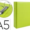 Classeur liderpapel 2 anneaux ronds 40mm a5 carton rembordé pvc coloris vert pistache