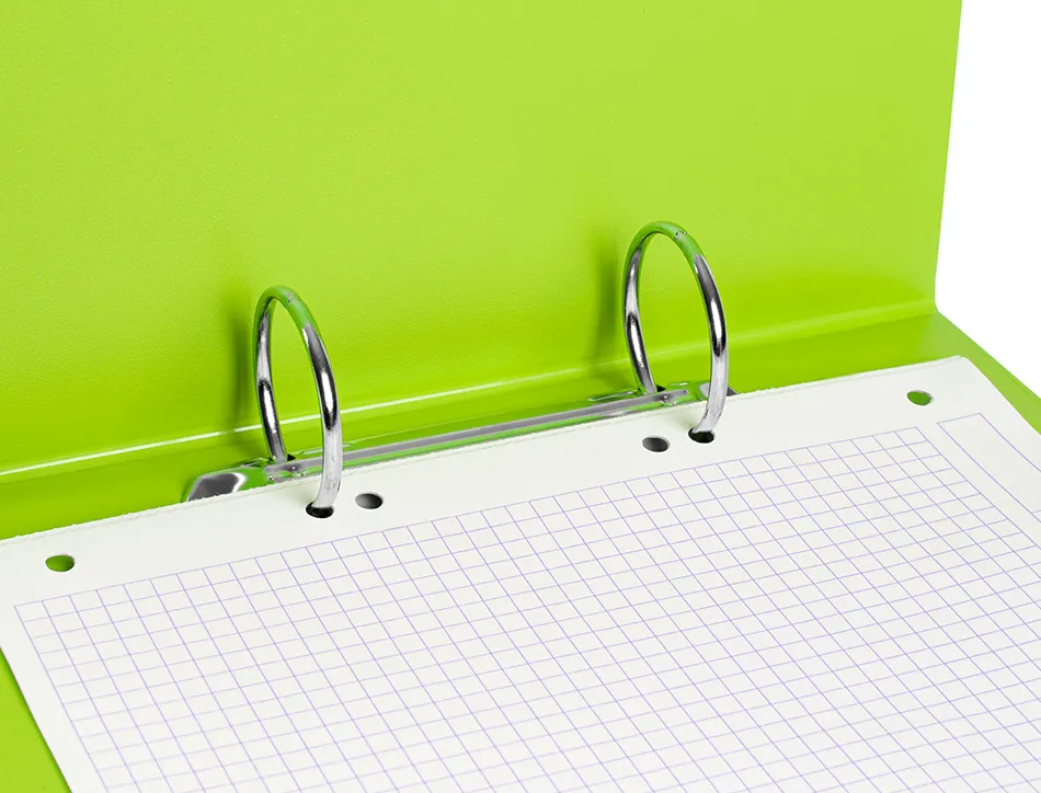 Classeur liderpapel 2 anneaux ronds 40mm a5 carton rembordé pvc coloris vert pistache
