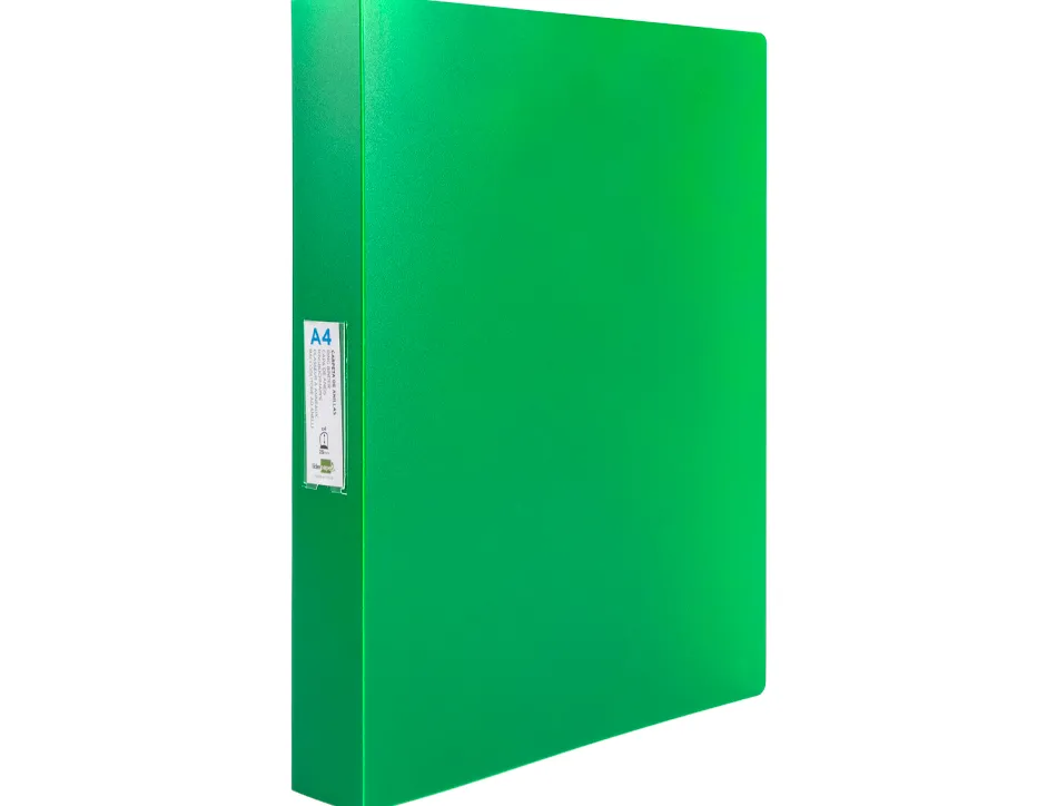 Classeur liderpapel 4 anneaux 25mm a4 260x315mm polypropylene dos 40mm porte-cartes visite coloris vert