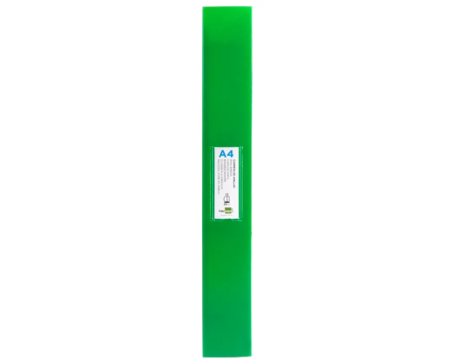 Classeur liderpapel 4 anneaux 25mm a4 260x315mm polypropylene dos 40mm porte-cartes visite coloris vert