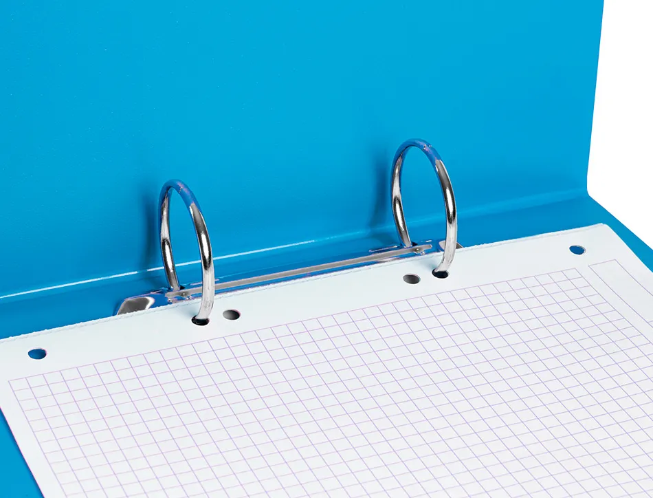 Classeur liderpapel 2 anneaux ronds 40mm a5 carton rembordé pvc coloris bleu ciel