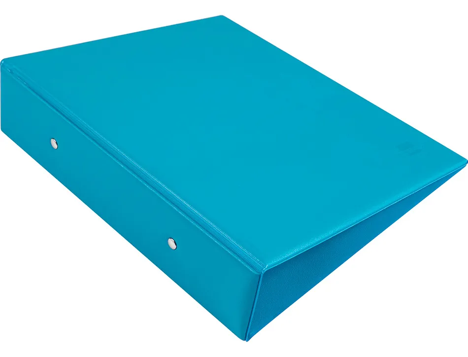 Classeur liderpapel 2 anneaux ronds 40mm a5 carton rembordé pvc coloris bleu ciel