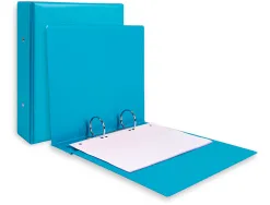Classeur liderpapel 2 anneaux ronds 40mm a5 carton rembordé pvc coloris bleu ciel