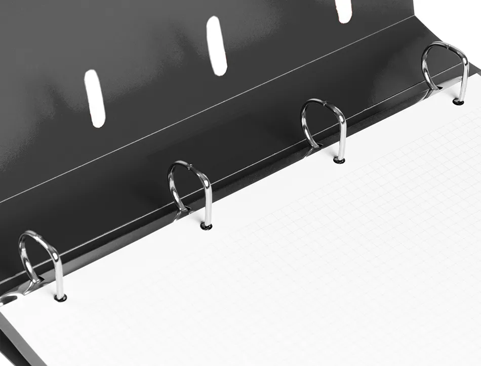 Classeur liderpapel 4 anneaux en d 25mm a4 polypropylene feuillets mobiles 100f 5x5mm coloris noir opaque
