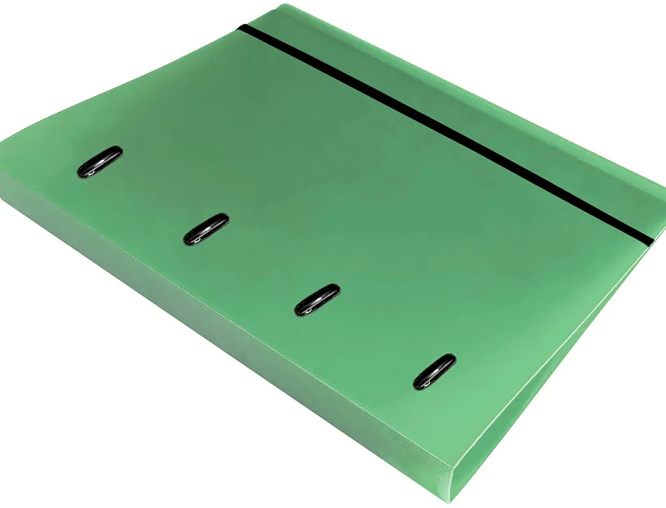 Classeur liderpapel 4 anneaux en d 25mm a4 polypropylene feuillets mobiles 100f 5x5mm coloris menthe