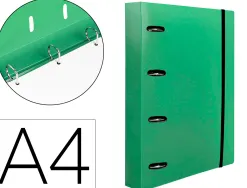 Classeur liderpapel 4 anneaux en d 25mm a4 polypropylene feuillets mobiles 100f 5x5mm coloris menthe
