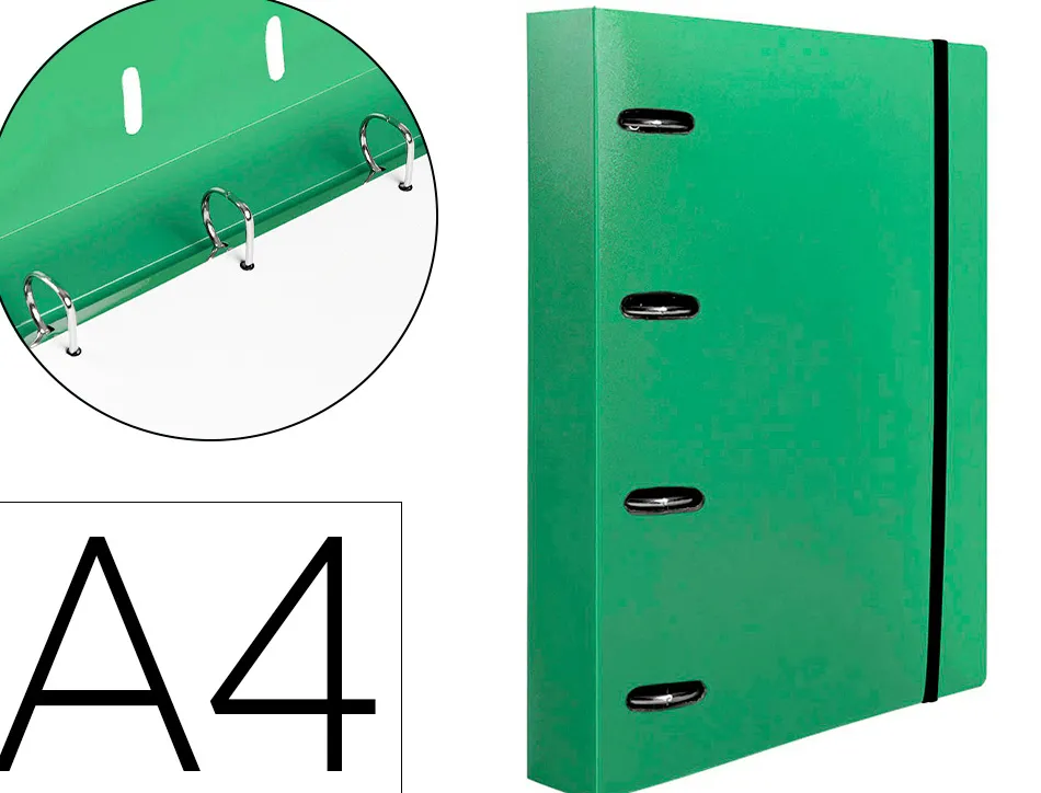 Classeur liderpapel 4 anneaux en d 25mm a4 polypropylene feuillets mobiles 100f 5x5mm coloris menthe