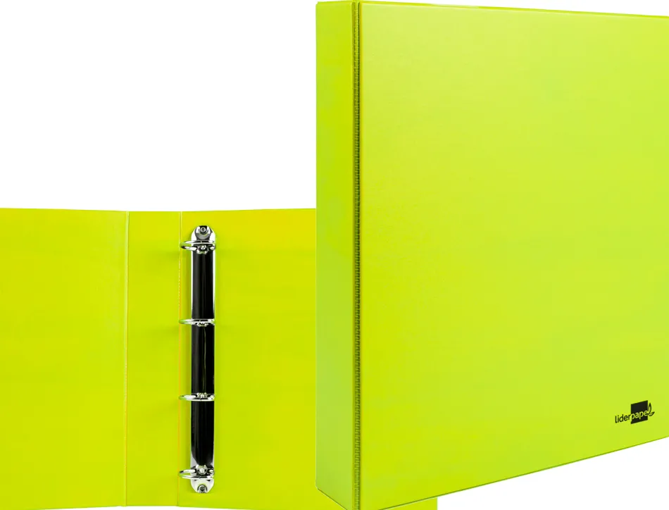 Classeur liderpapel 4 anneaux ronds 40mm a4 carton rembordé pvc coloris vert pistache