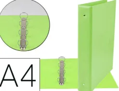 Classeur liderpapel 4 anneaux ronds 40mm a4 carton rembordé pvc coloris vert pistache