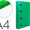 Classeur liderpapel 4 anneaux en d 25mm a4 polypropylene feuillets mobiles 100f 5x5mm coloris vert translucide