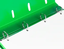 Classeur liderpapel 4 anneaux en d 25mm a4 polypropylene feuillets mobiles 100f 5x5mm coloris vert translucide
