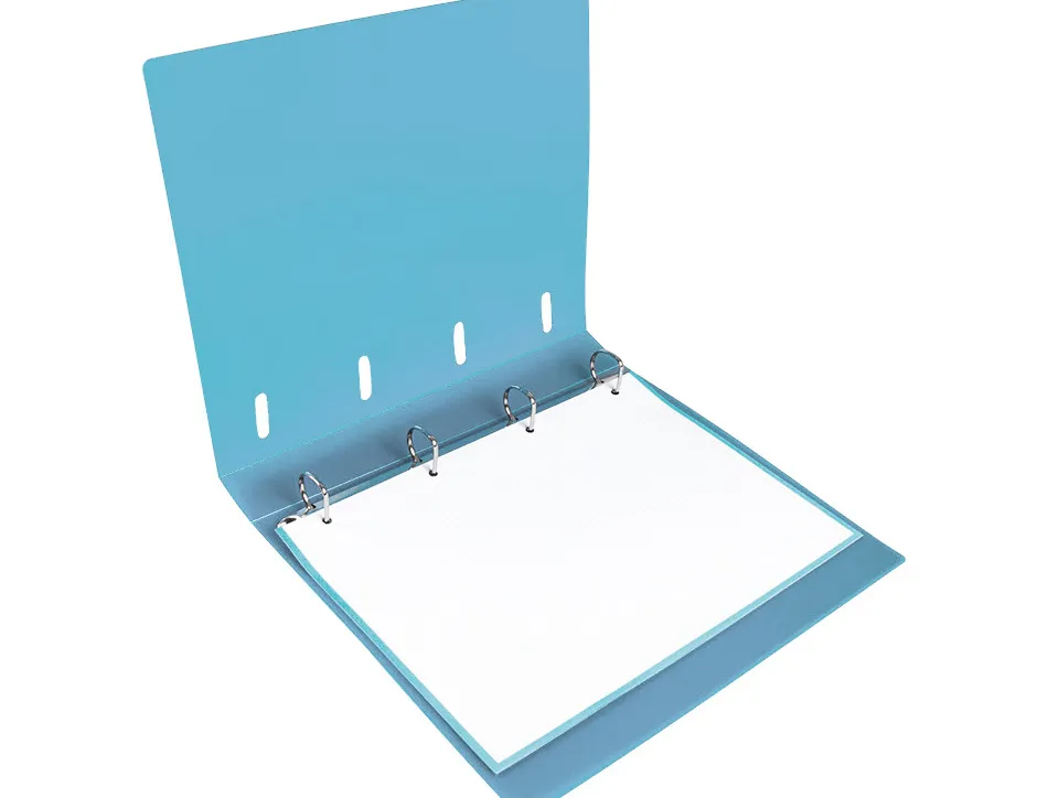 Classeur liderpapel 4 anneaux en d 25mm a4 polypropylene feuillets mobiles 100f 5x5mm coloris bleu ciel