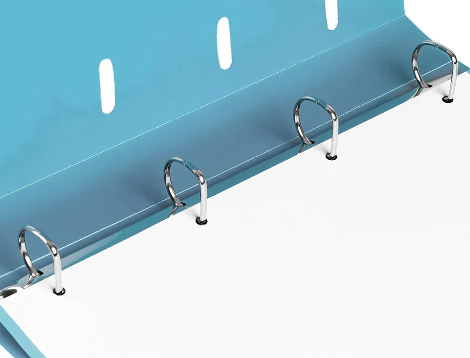 Classeur liderpapel 4 anneaux en d 25mm a4 polypropylene feuillets mobiles 100f 5x5mm coloris bleu ciel