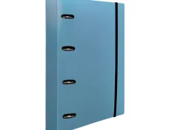 Classeur liderpapel 4 anneaux en d 25mm a4 polypropylene feuillets mobiles 100f 5x5mm coloris bleu ciel
