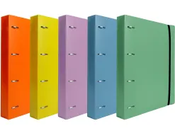 Classeur liderpapel 4 anneaux en d 25mm a4 polypropylene feuillets mobiles 100f 5x5mm coloris bleu ciel