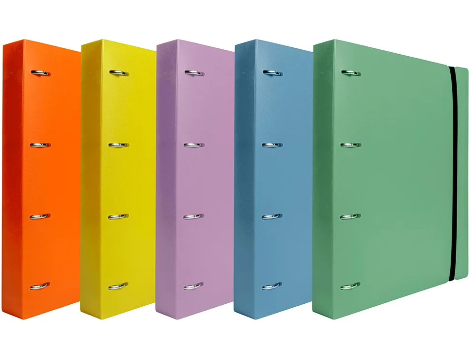 Classeur liderpapel 4 anneaux en d 25mm a4 polypropylene feuillets mobiles 100f 5x5mm coloris bleu ciel