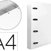 Classeur liderpapel 4 anneaux en d 25mm a4 polypropylene feuillets mobiles 100f 5x5mm coloris transparent