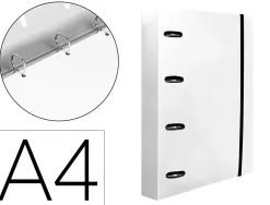 Classeur liderpapel 4 anneaux en d 25mm a4 polypropylene feuillets mobiles 100f 5x5mm coloris transparent