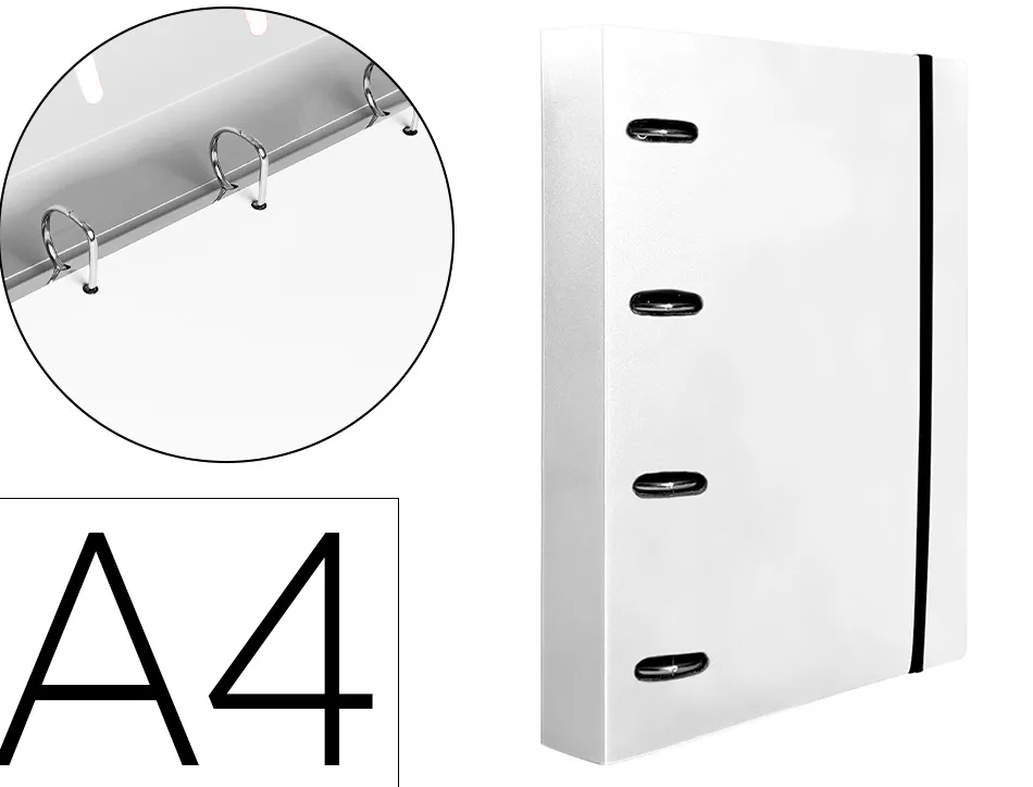 Classeur liderpapel 4 anneaux en d 25mm a4 polypropylene feuillets mobiles 100f 5x5mm coloris transparent