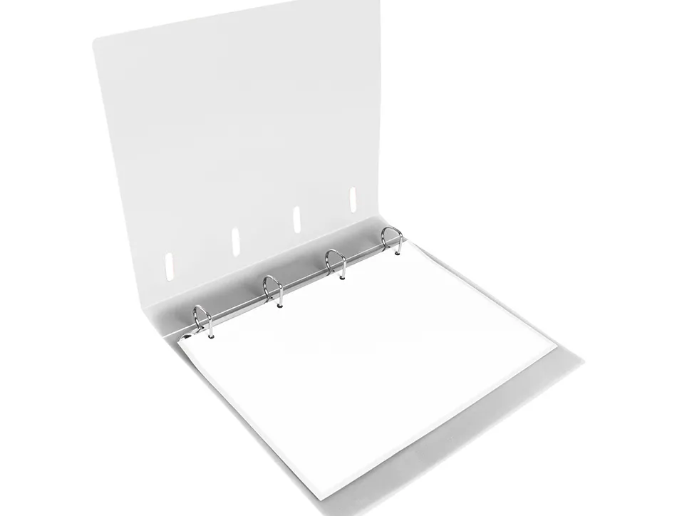 Classeur liderpapel 4 anneaux en d 25mm a4 polypropylene feuillets mobiles 100f 5x5mm coloris transparent