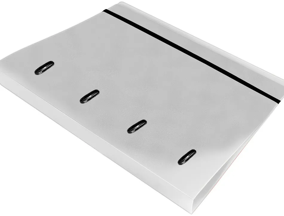 Classeur liderpapel 4 anneaux en d 25mm a4 polypropylene feuillets mobiles 100f 5x5mm coloris transparent