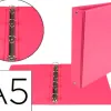 Classeur liderpapel 4 anneaux ronds 25mm a5 carton rembordé pvc coloris fuschia