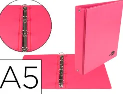 Classeur liderpapel 4 anneaux ronds 25mm a5 carton rembordé pvc coloris fuschia
