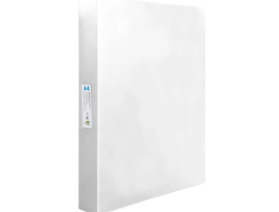 Classeur liderpapel 4 anneaux 25mm a4 260x315mm polypropylene dos 40mm porte-cartes visite coloris transparent