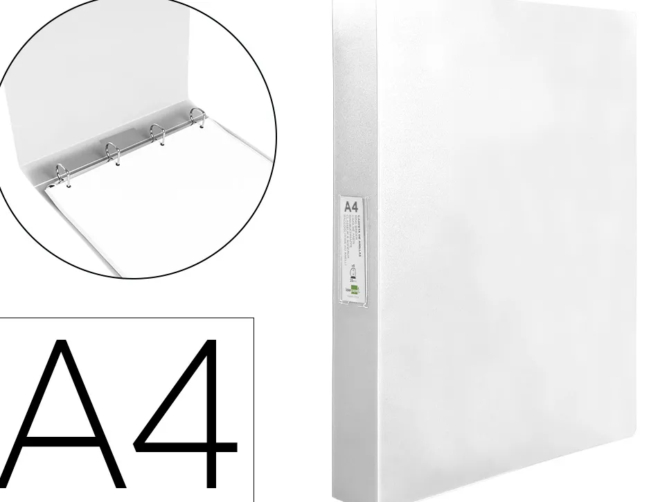 Classeur liderpapel 4 anneaux 25mm a4 260x315mm polypropylene dos 40mm porte-cartes visite coloris transparent