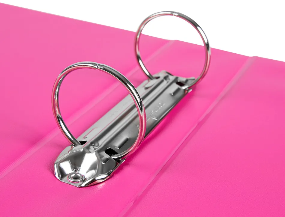 Classeur liderpapel 2 anneaux ronds 40mm a5 carton rembordé pvc coloris fuchsia