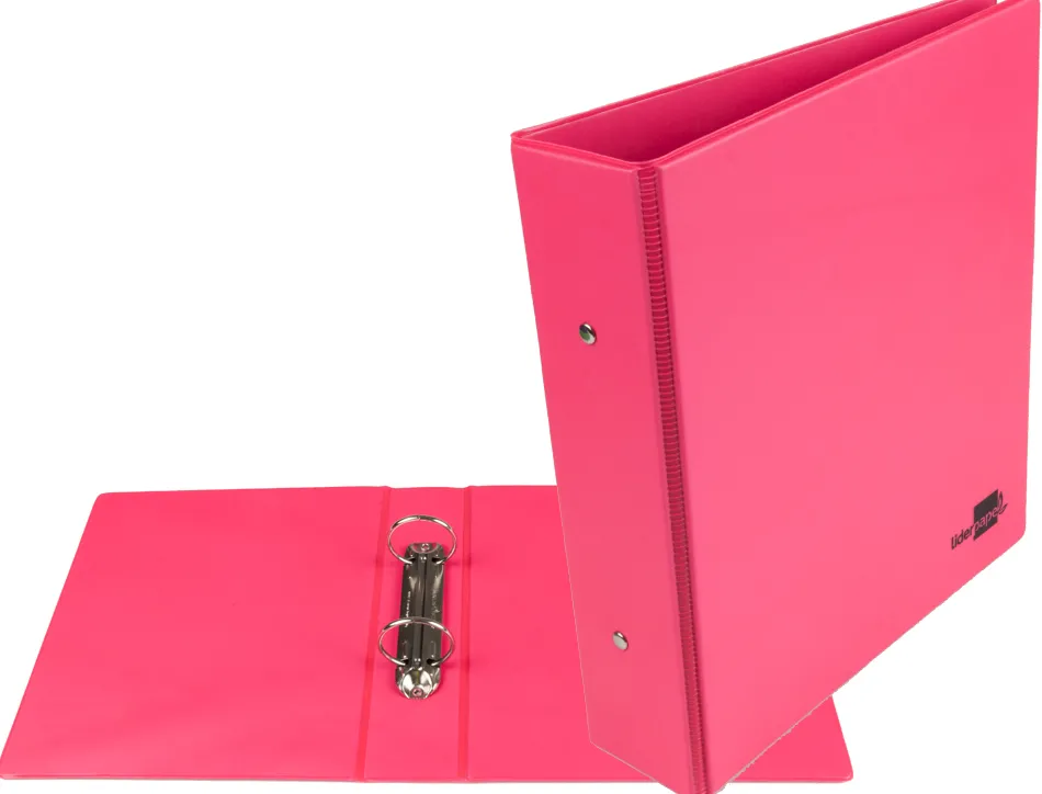 Classeur liderpapel 2 anneaux ronds 40mm a5 carton rembordé pvc coloris fuchsia