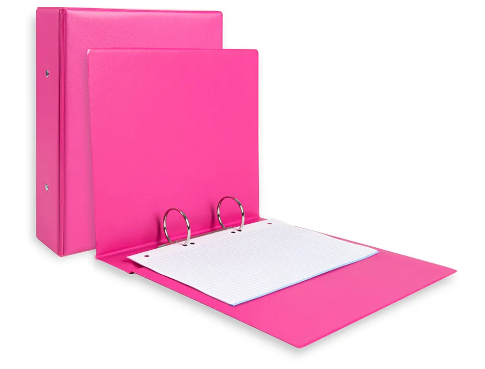 Classeur liderpapel 2 anneaux ronds 40mm a5 carton rembordé pvc coloris fuchsia