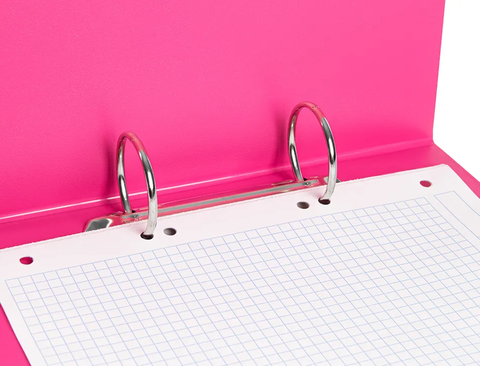 Classeur liderpapel 2 anneaux ronds 40mm a5 carton rembordé pvc coloris fuchsia