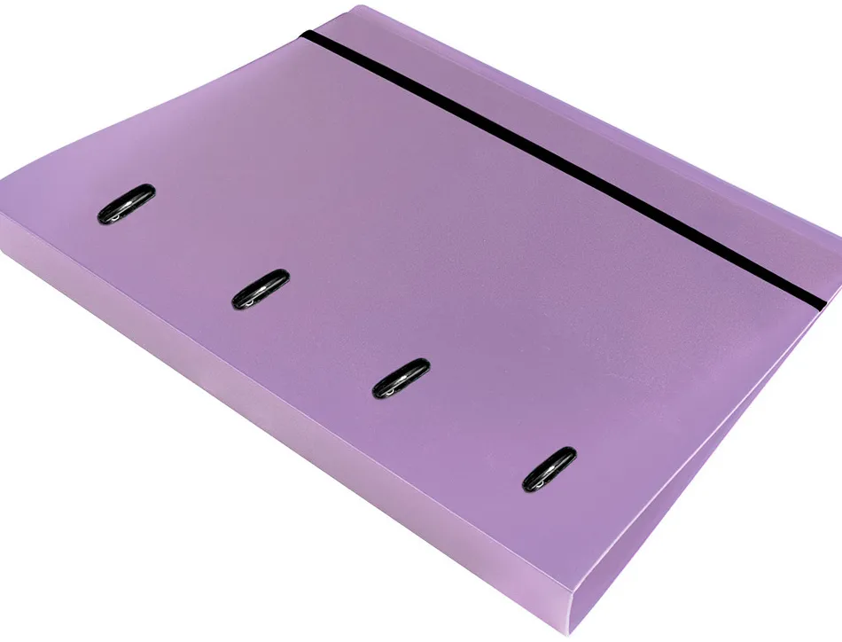 Classeur liderpapel 4 anneaux en d 25mm a4 polypropylene feuillets mobiles 100f 5x5mm coloris lavande
