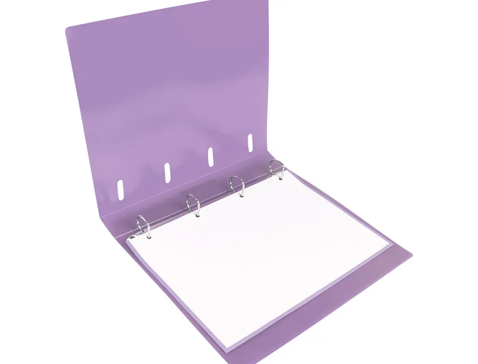Classeur liderpapel 4 anneaux en d 25mm a4 polypropylene feuillets mobiles 100f 5x5mm coloris lavande