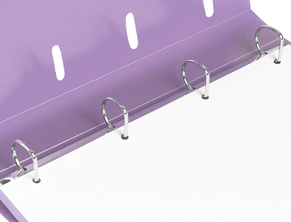 Classeur liderpapel 4 anneaux en d 25mm a4 polypropylene feuillets mobiles 100f 5x5mm coloris lavande