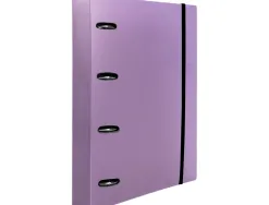 Classeur liderpapel 4 anneaux en d 25mm a4 polypropylene feuillets mobiles 100f 5x5mm coloris lavande