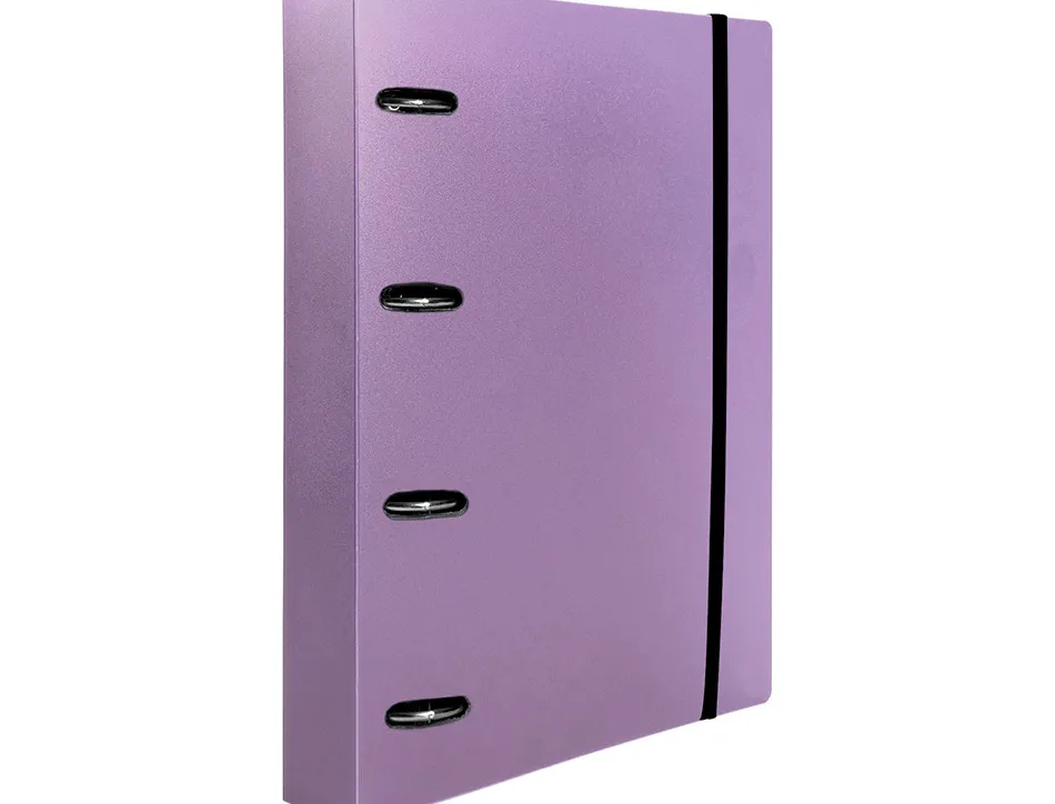 Classeur liderpapel 4 anneaux en d 25mm a4 polypropylene feuillets mobiles 100f 5x5mm coloris lavande